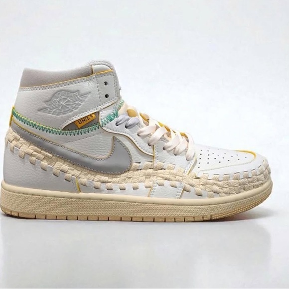 Nike Air Jordan union LA x bephies beauty supply High-Top Sneakers yellow white - Picture 15 of 15